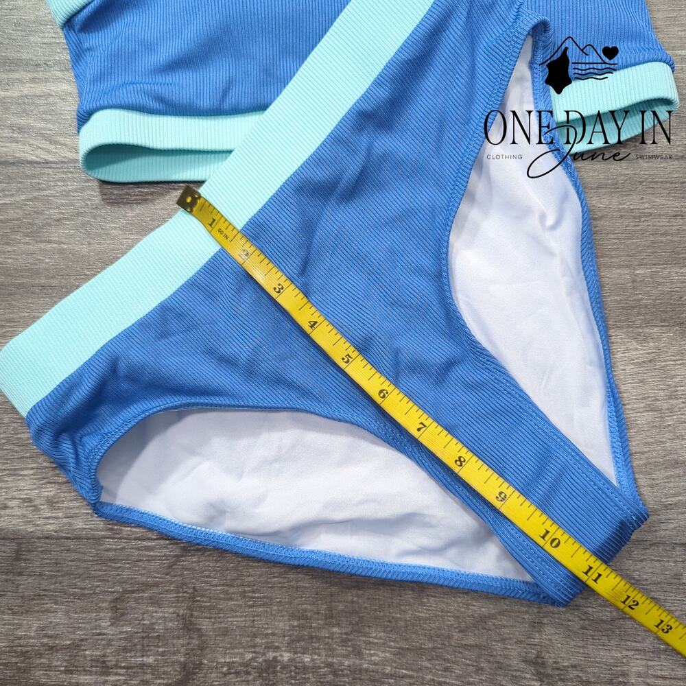 Aleumdr One Shoulder Ribbed Bikini Swimsuit Size S - Picture 3 of 4